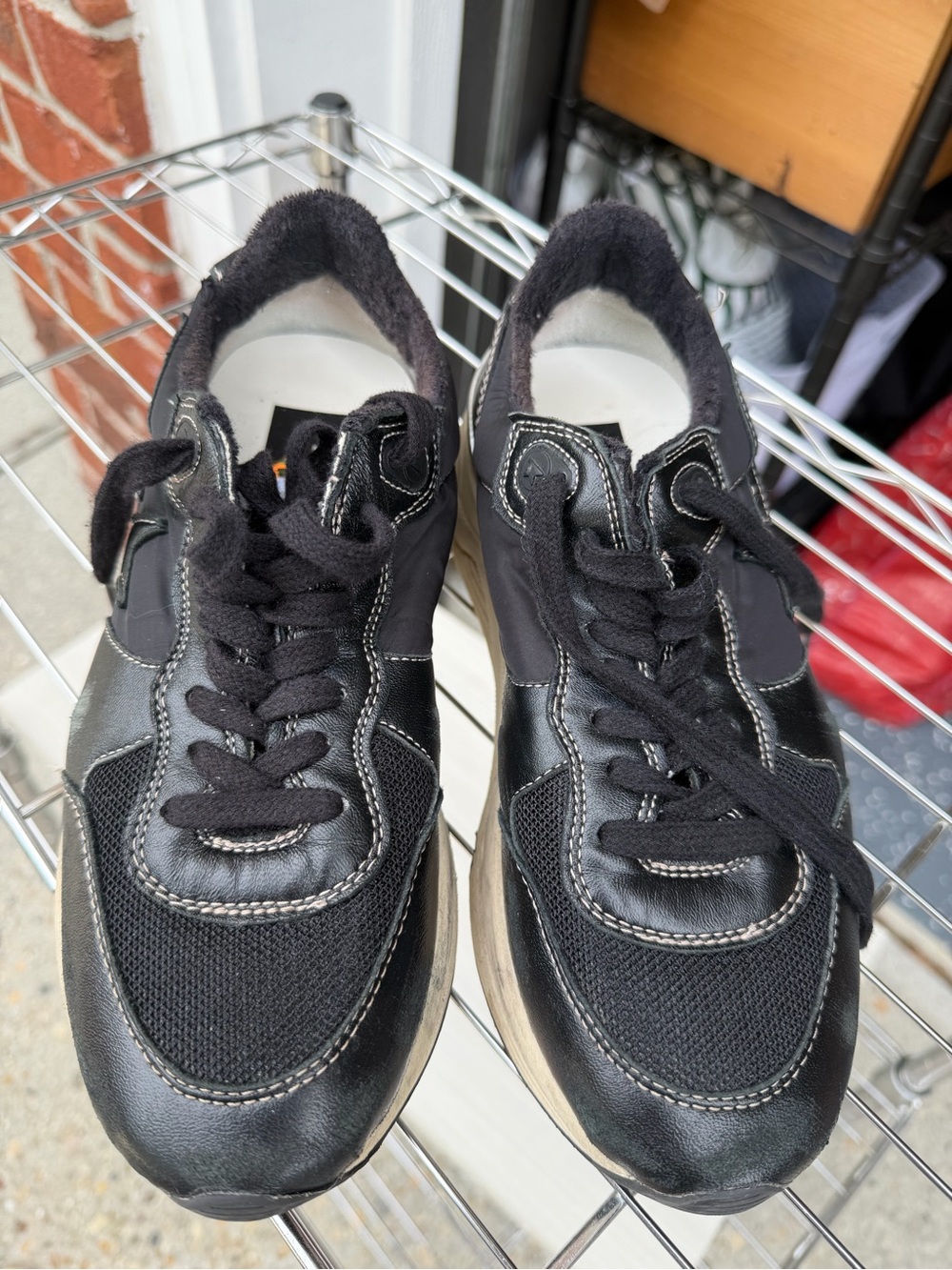 Golden Goose Black Leather & Mesh Athletic Sneakers